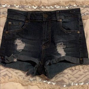 Ripped denim shorts